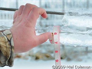 This ice in Fulton County (northern Arkansas) had a 6 inch circumference, which is just short of a 2 inch diameter.