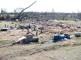 This mobile home was carried away.