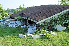 A workshop collapsed roughly 4 miles west-northwest of Ward (Lonoke County).