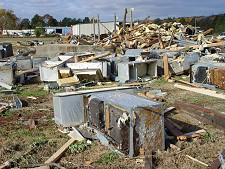 A recreational vehicle and refrigeration shop was destroyed near the Sardis Community (about 2 miles southeast of Morrilton in Conway County) by a strong (F3) tornado on 11/27/2005. 