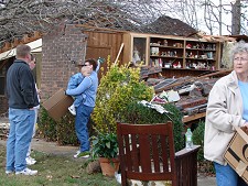 A brick home was ripped open by a strong (F2) tornado near Sunshine (Garland County) on 11/27/2005.
