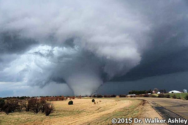 A large wedge tornado was noted near Rochelle, IL on 04/09/2015.
