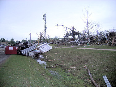 Everything was torn up by tornado (rated EF4) along Highway 365 in Mayflower (Faulkner County) on 04/27/2014.