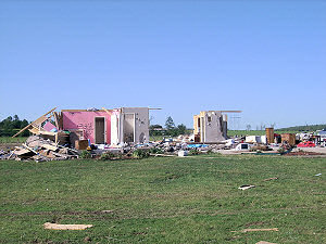 At the same subdivision, there was not much left of these houses.