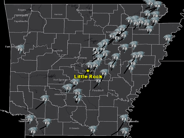 Fifty six tornadoes were spawned on January 21-22, 1999.