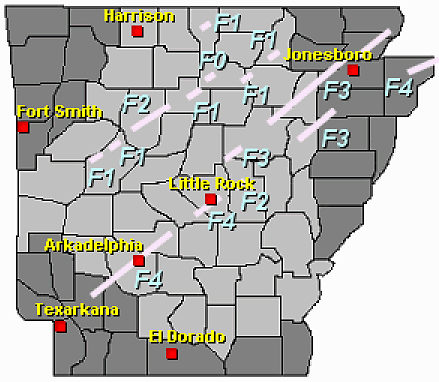 Sixteen tornadoes were spawned on March 1, 1997.