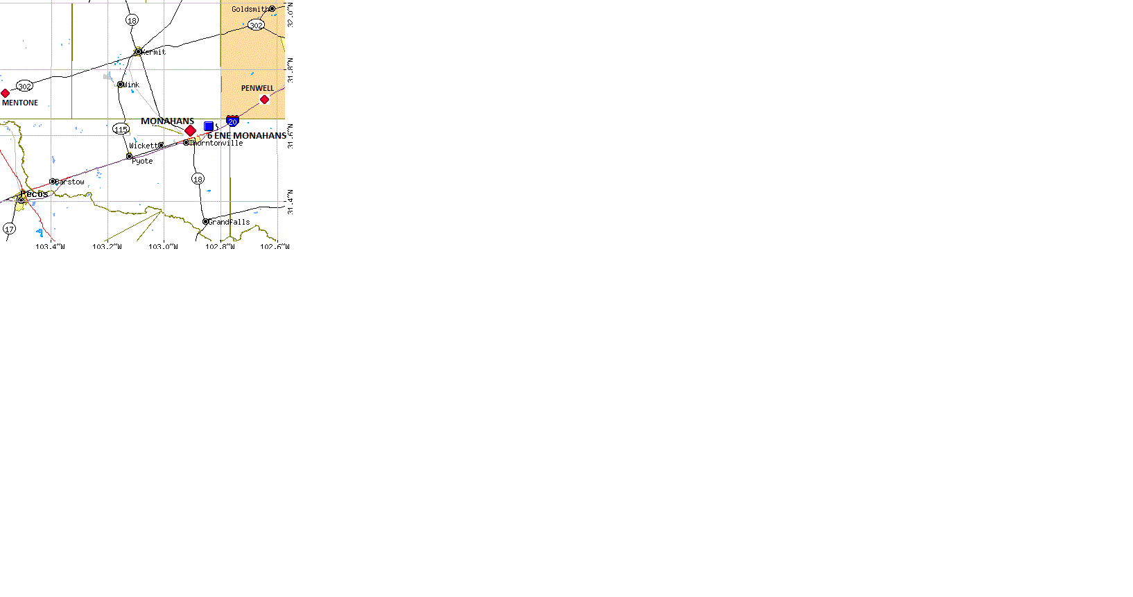 Monahans Cooperative Precipitation Data