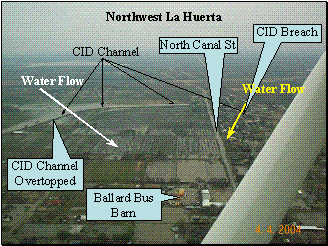 Aerial photo of flooding in the La Huerta region of Carlsbad