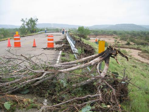 Debris over Highway 349