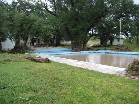 Debris deposited 50 feet from the normal location of Independence Creek