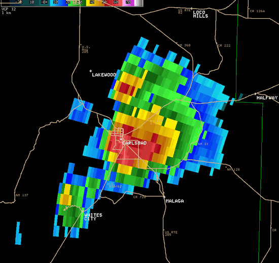 radar image of a severe thunderstorm