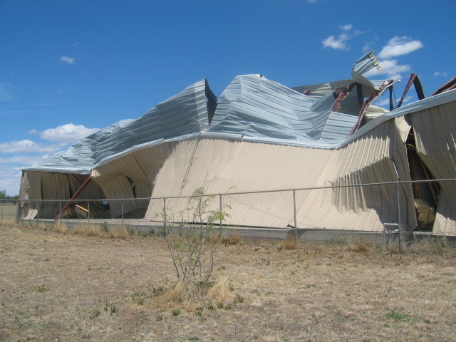 extensive damage to an airport hangar