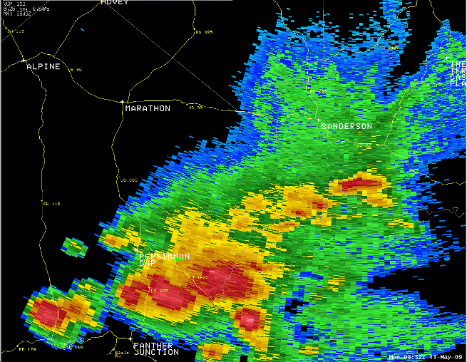 0.5 Reflectivity from 0332Z - KMAF radar