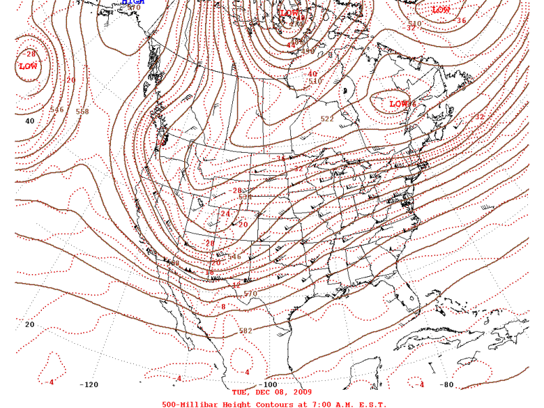Graphic showing an upper level storm system over the desert southwest