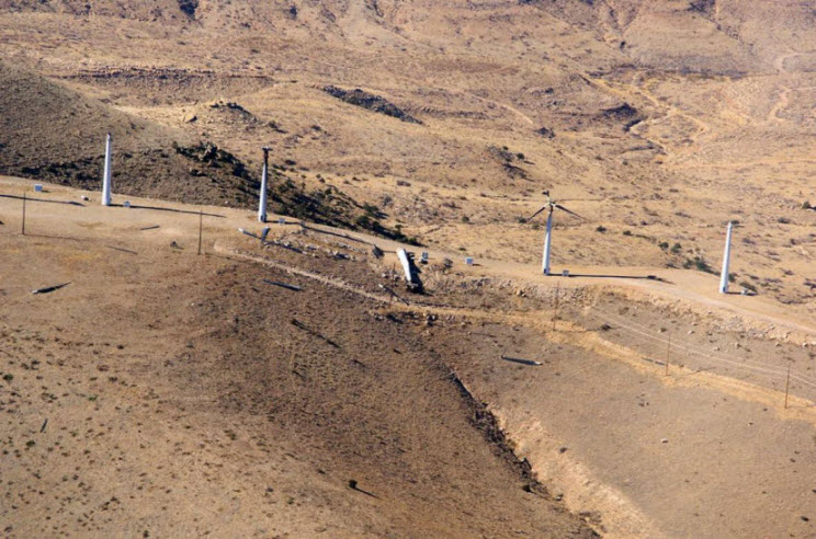 photos of damage to a wind farm in the Delaware Mountains