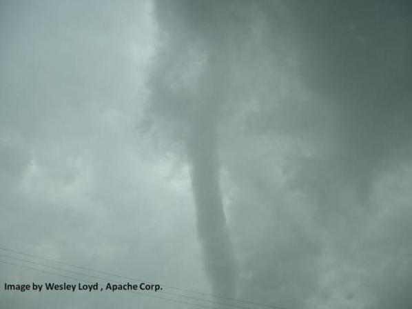 Image of tornado #2 taken at 1:28 pm CDT by Wesley Loyd - dissipating