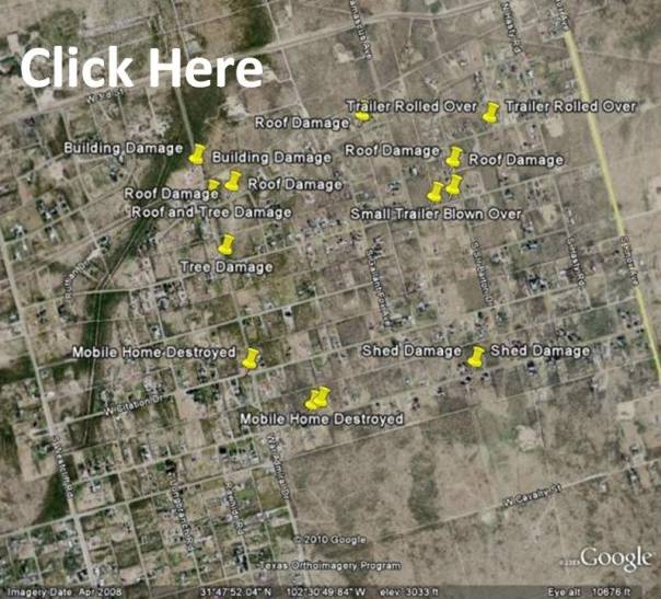 Clickable Google Earth image of the effected portons of West Odessa