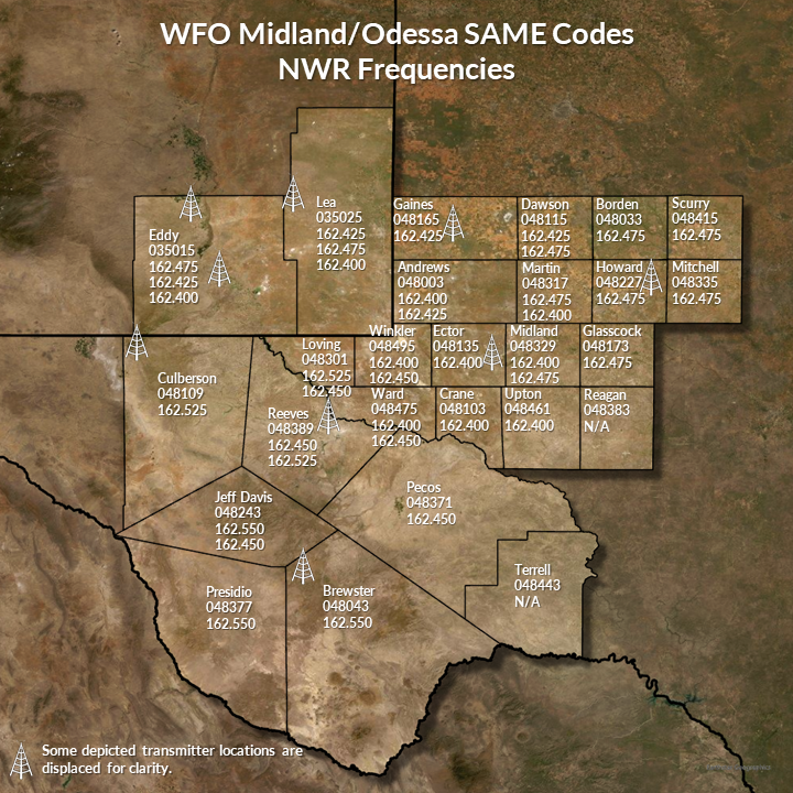 map of weather radio transmitters