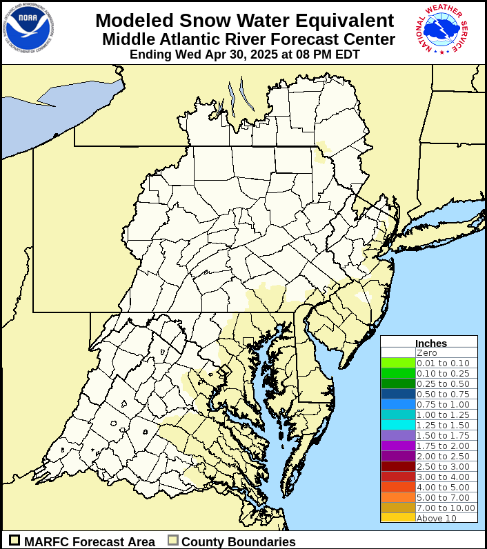 MARFC Snow Water Equivalent Map