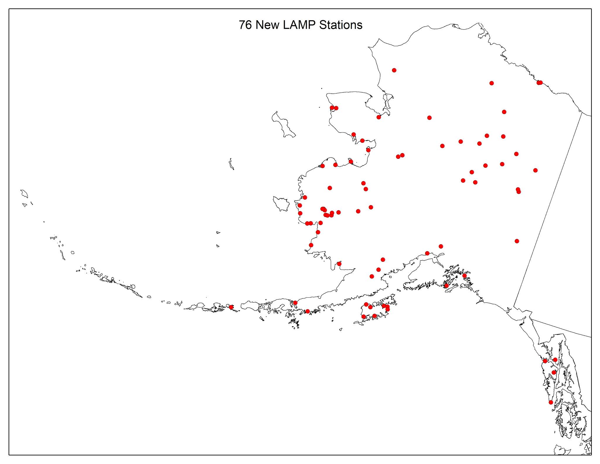 Map of additional 76 station locations