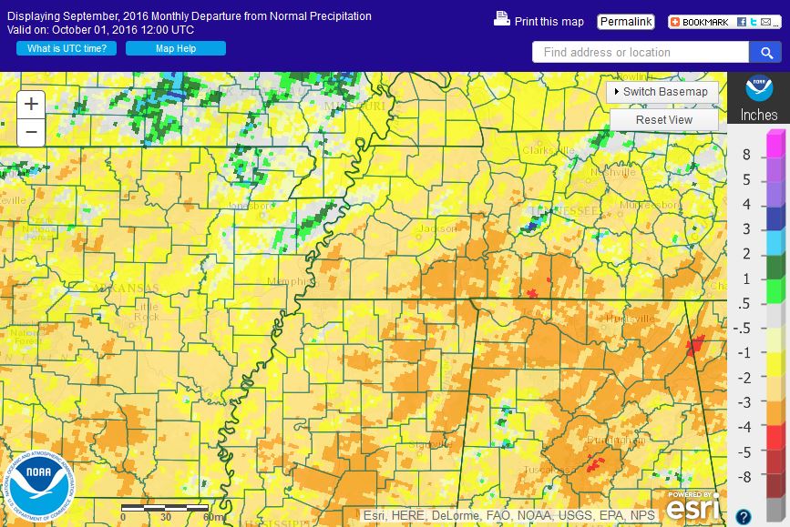 September 2016 MidSouth Climate Summary
