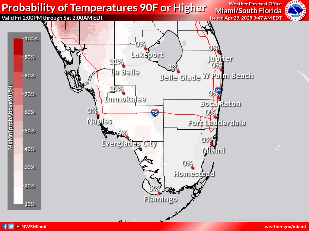 Probability of Temperature 90F or greater Day 4