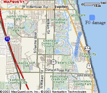 Map of Jupiter tornado