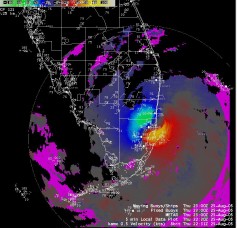 Radar image of Katrina at landfall