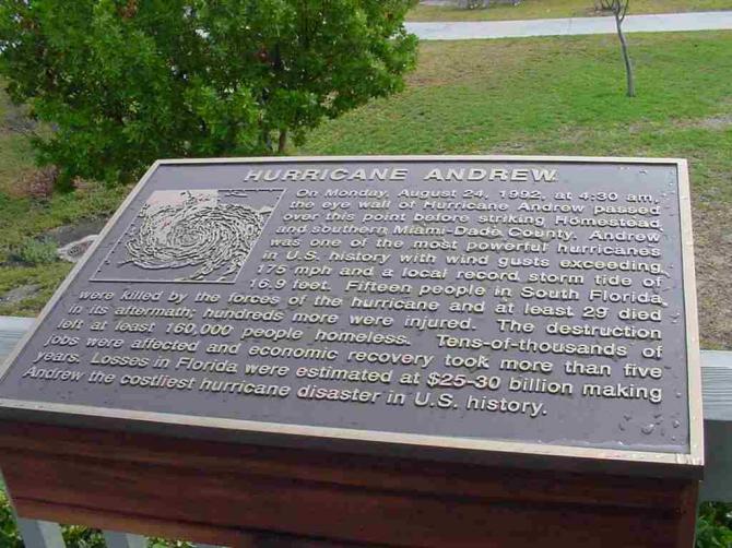 Hurr Andrew Plaque at Biscayne Natl Park