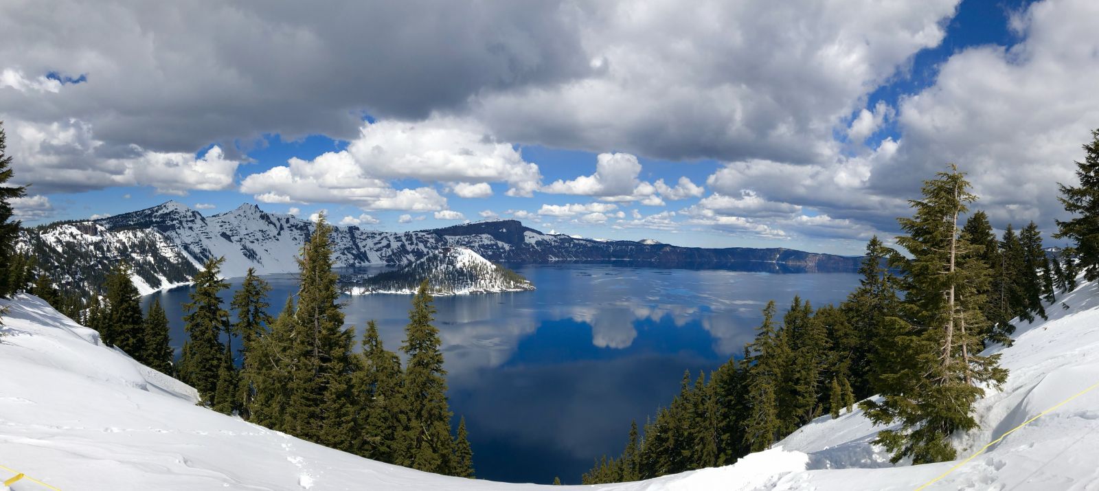 Crater Lake with snow