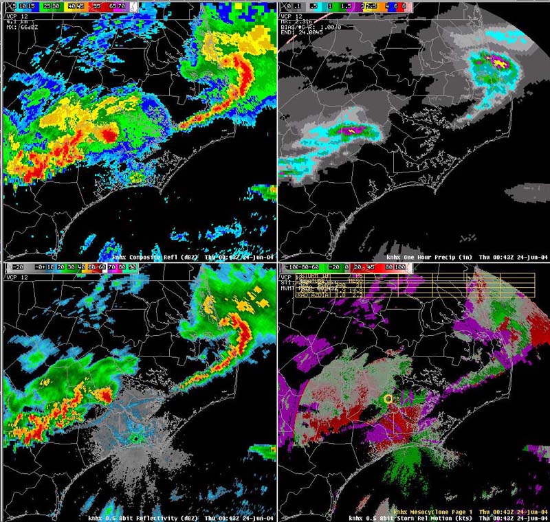 June 11-12, 2004 Radar Imagery - Click for a Loop