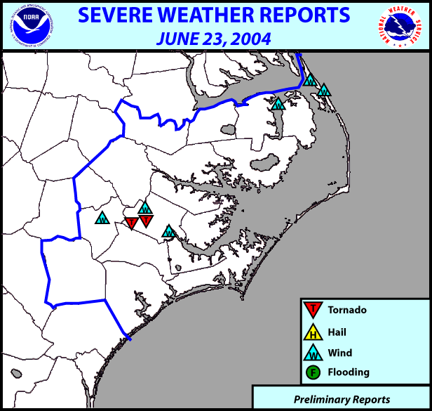 June 23, 2004 Severe Weather Reports