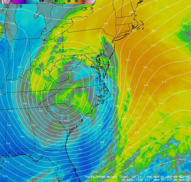 Infrared Satellite Imagery from 2115Z Monday March 28, 2005 - Click to enlarge