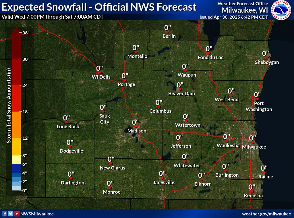 Expected Snowfall - Official NWS Forecast