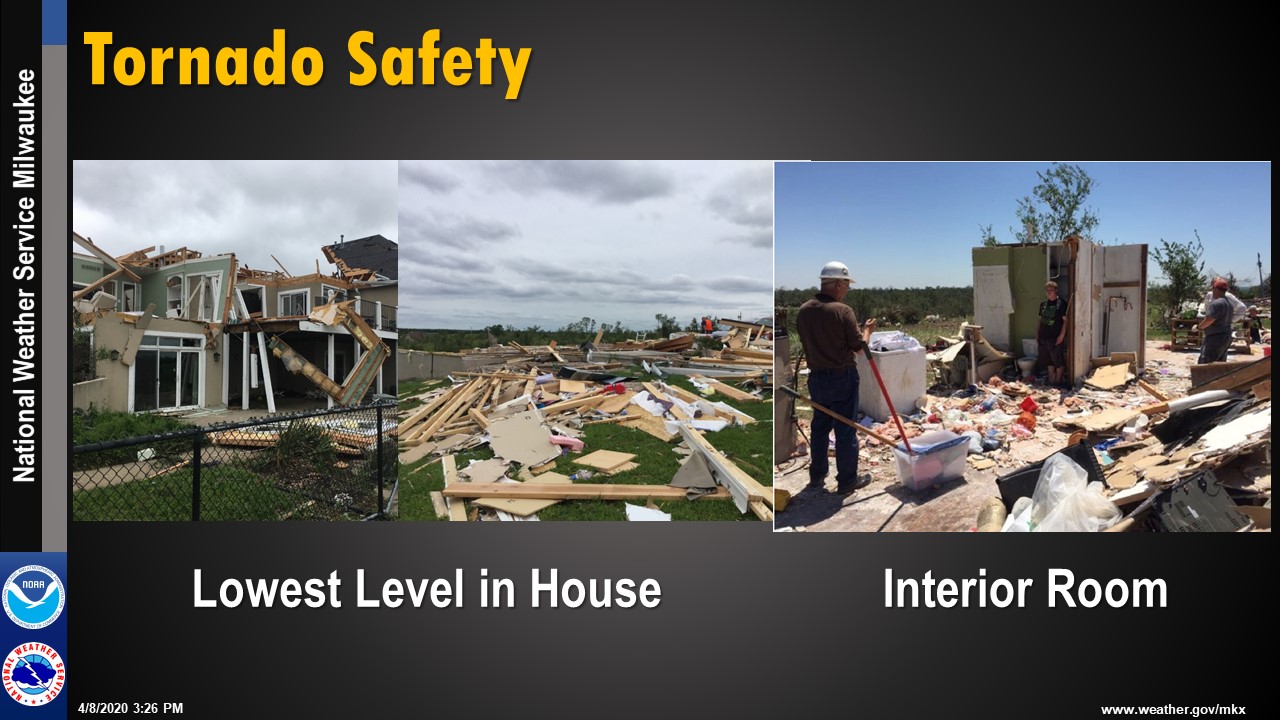 Tornado Safety: Go to Lowest Level in House or Interior Room
