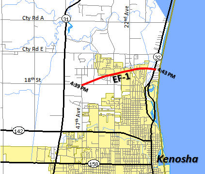 Kenosha Tornado Track