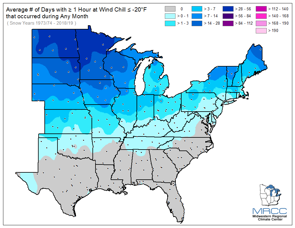 Avg Days Wind Chill Values