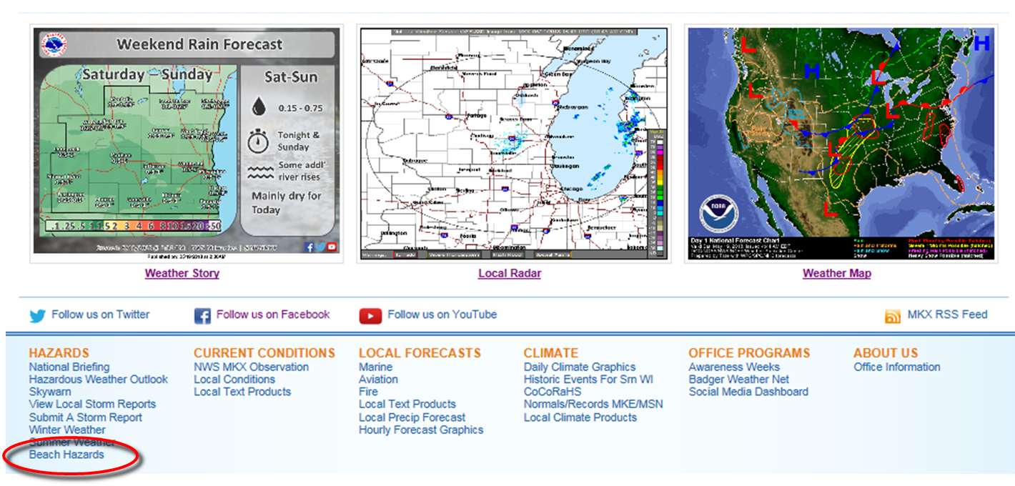 Beach Hazard page highlight