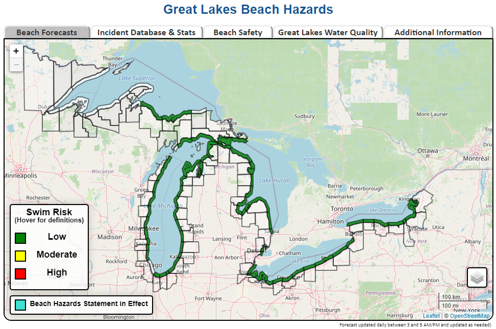 Great Lakes Beach Hazard page sample