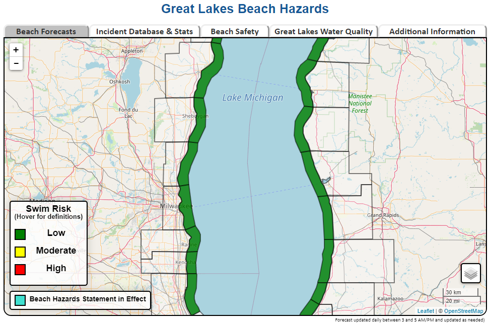 Closeup of Great Lakes Beach Hazards Page