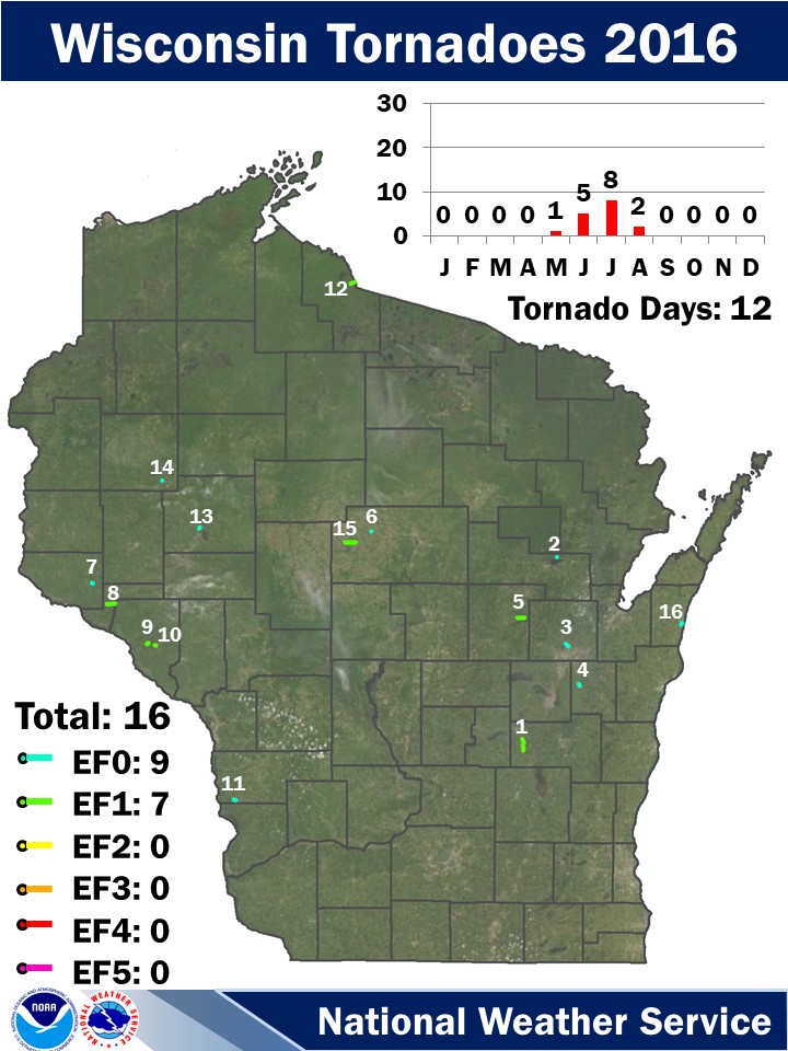 2016 Wisconsin Tornado Map