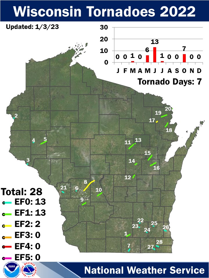 Wisconsin Tornadoes 2022:  Updated 3/11/22