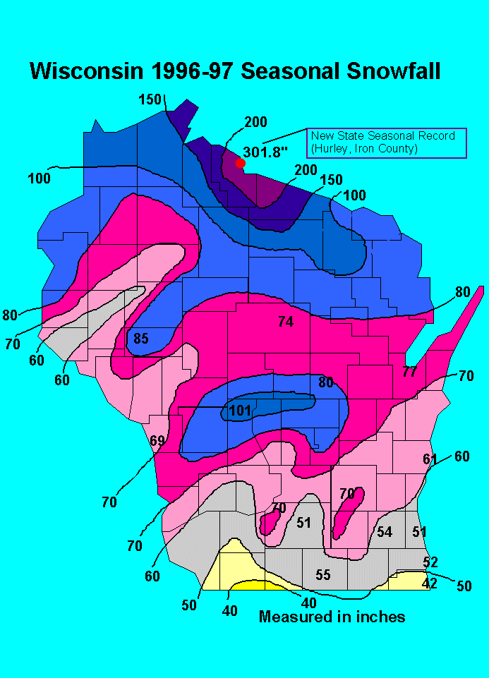 Snow Depth Map Wisconsin Tourist Map Of English