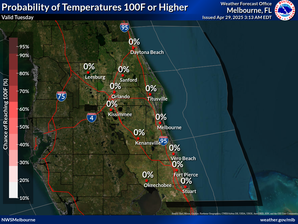 Probability of Temperature 100F or greater Day 1