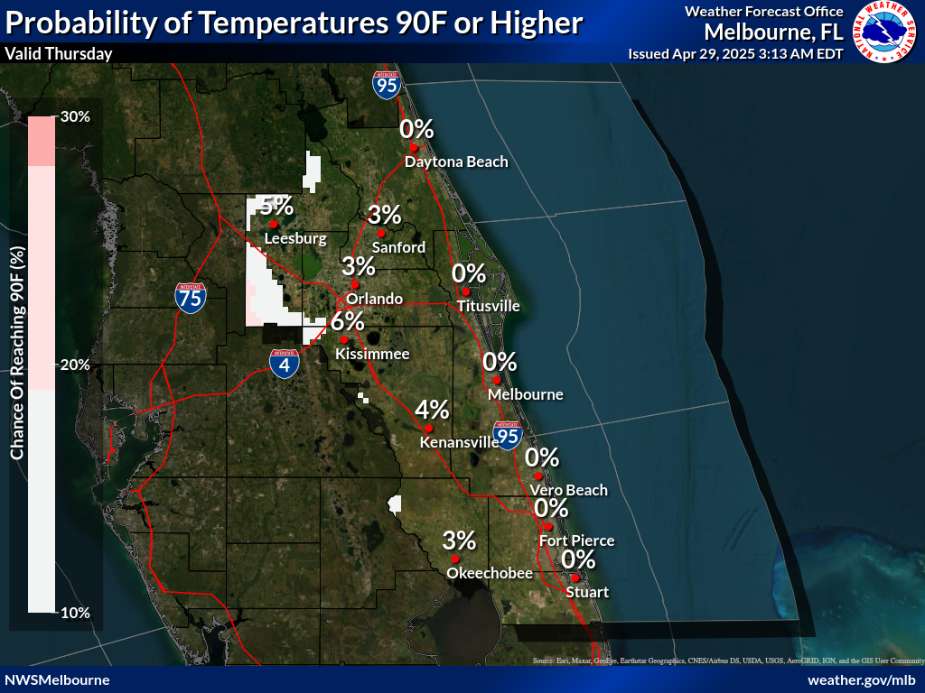 Probability of Temperature 90F or greater Day 3