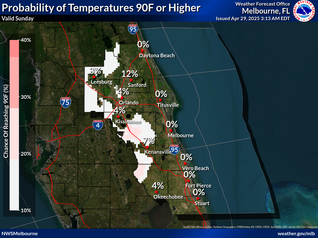 Probability of Temperature 90F or greater Day 6