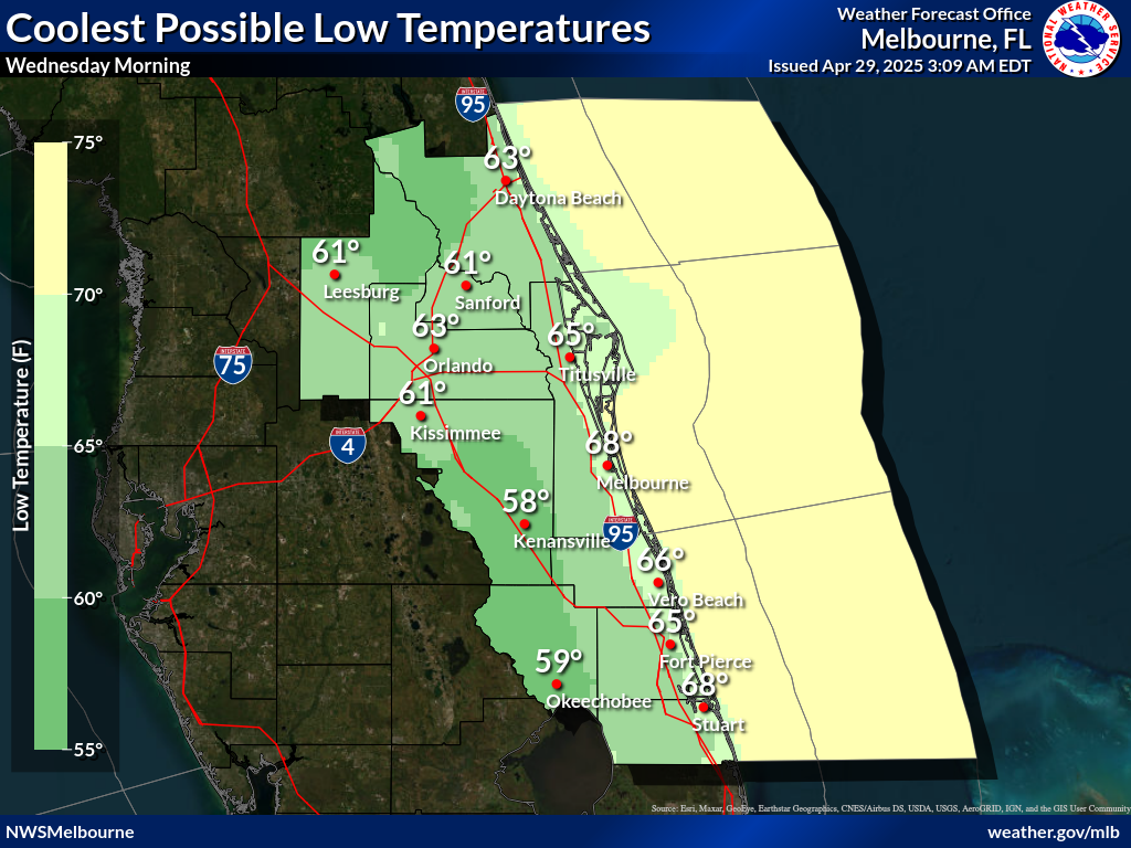 Coolest Possible Low Temperature for Night 1