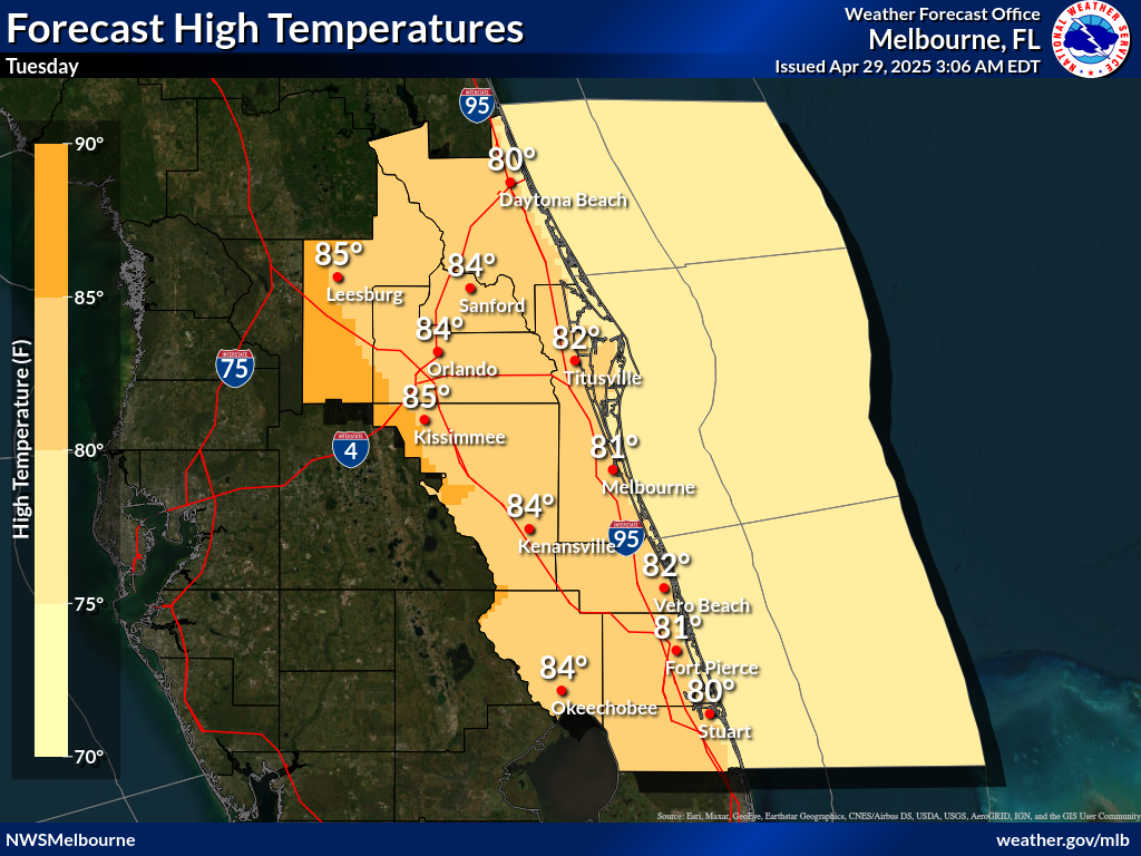 NWS High Temperature Forecast for Day 1