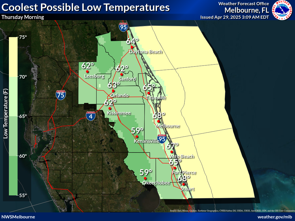 Coolest Possible Low Temperature for Night 2