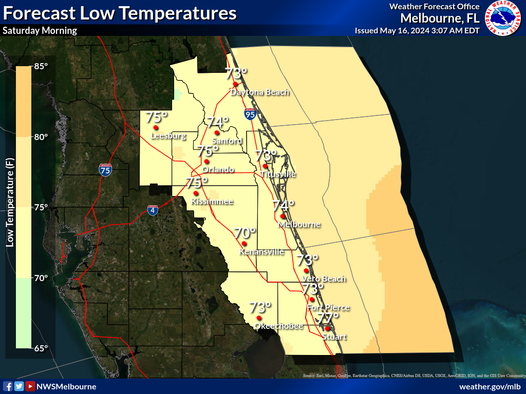 NWS Low Temperature Forecast for Night 2